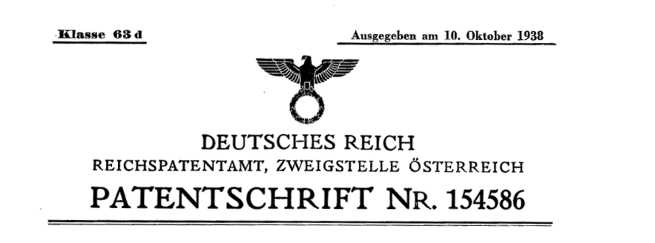 Patentschrift aus dem Jahr 1938
