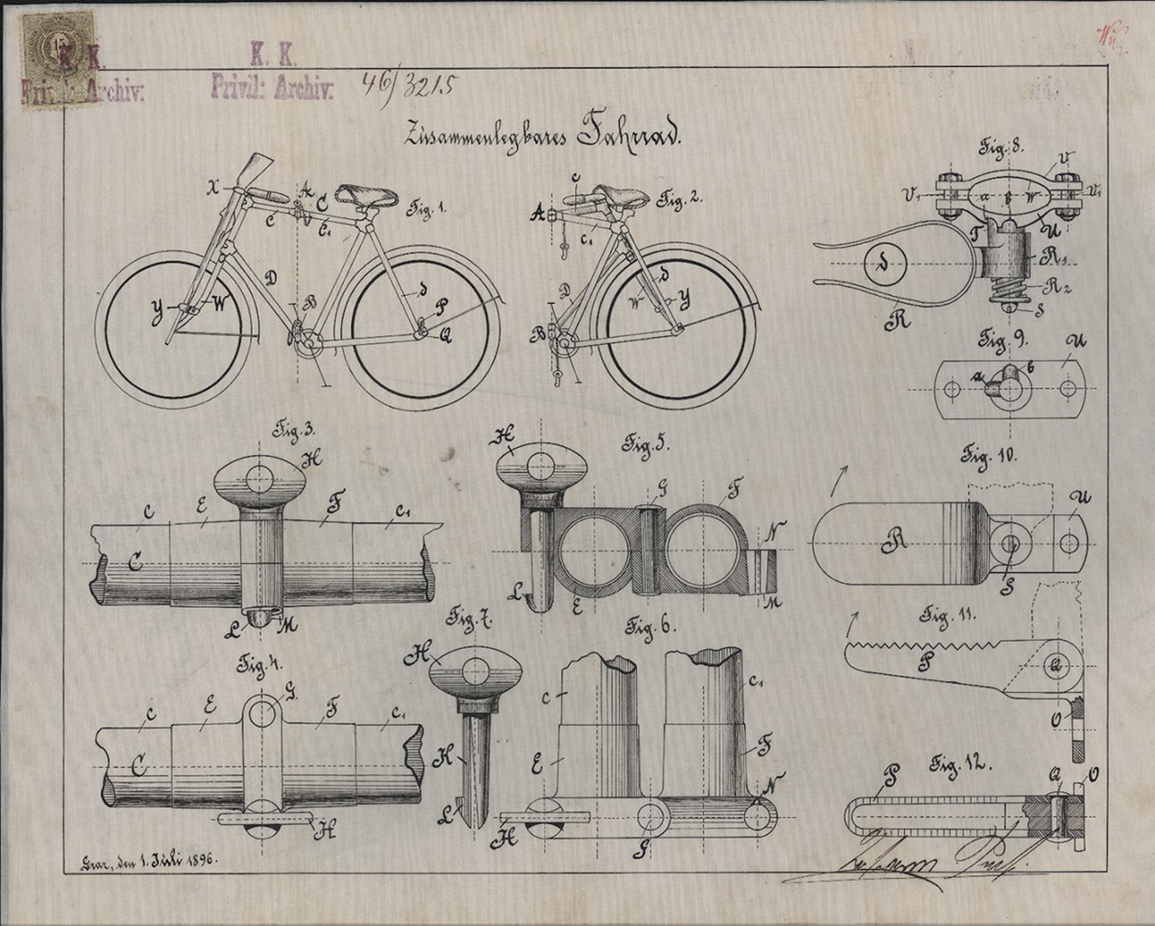 Privileg von Johann Puch "Zusammenlegbares Fahrrad", 1896