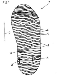 Zeichnung einer Schuhsohle, Patent AT509348
