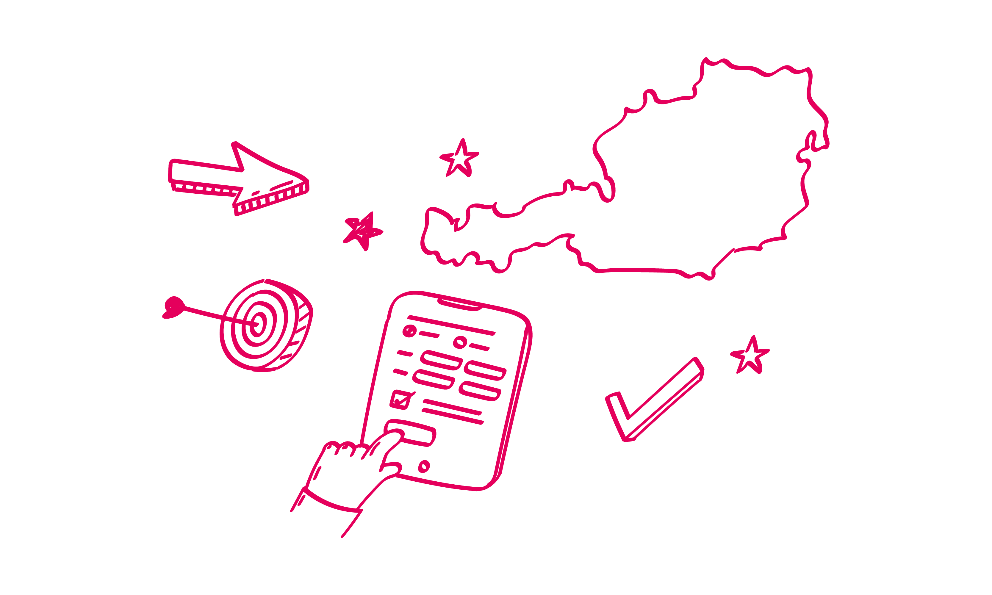 Tablet mit Formular und Österreich-Karte