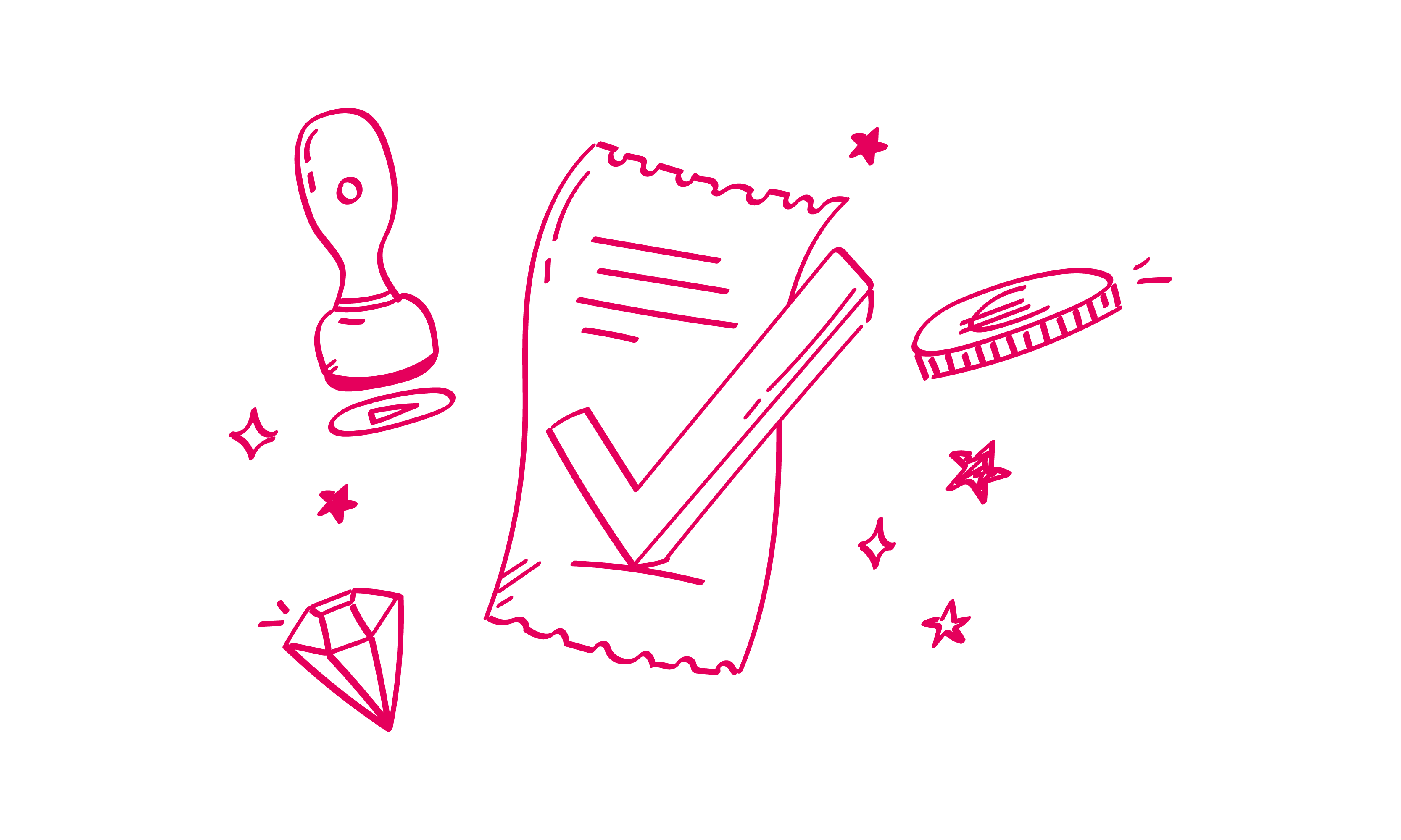 Papier mit Haken und Stempel