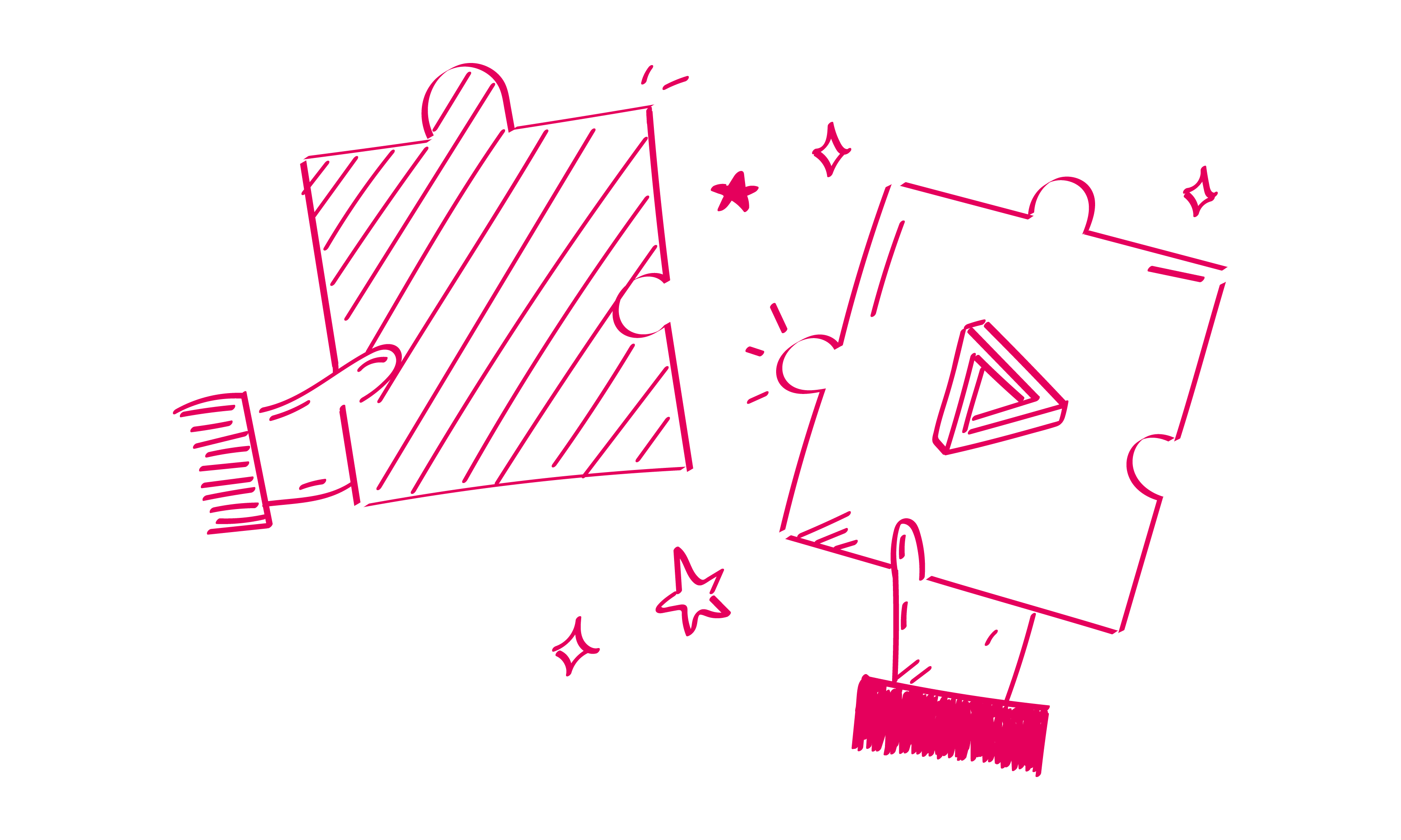 zwei Hände, die Puzzleteile zusammenfügen, ein Puzzleteil hat das Logo des Österreichischen Patentamts