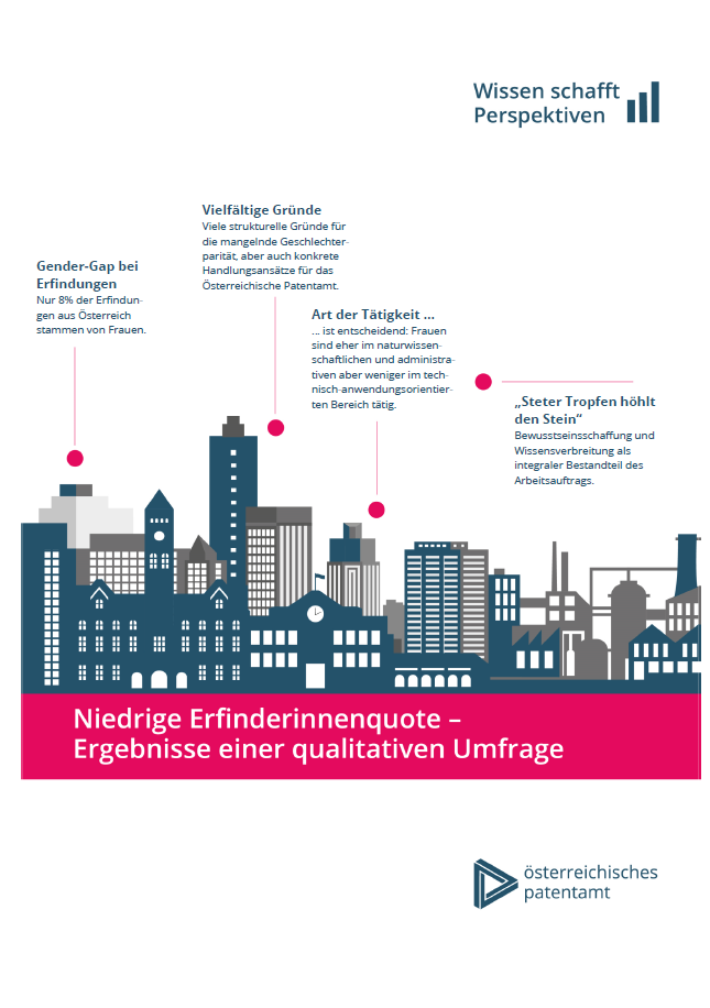 Cover der Studie "Niedrige Erfinderinnenquote - eine qualitative Umfrage"