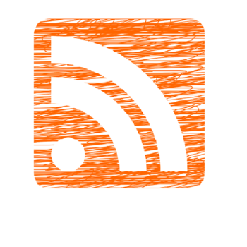 RSS Logo vor schraffiertem orange-farbigem Hintergrund