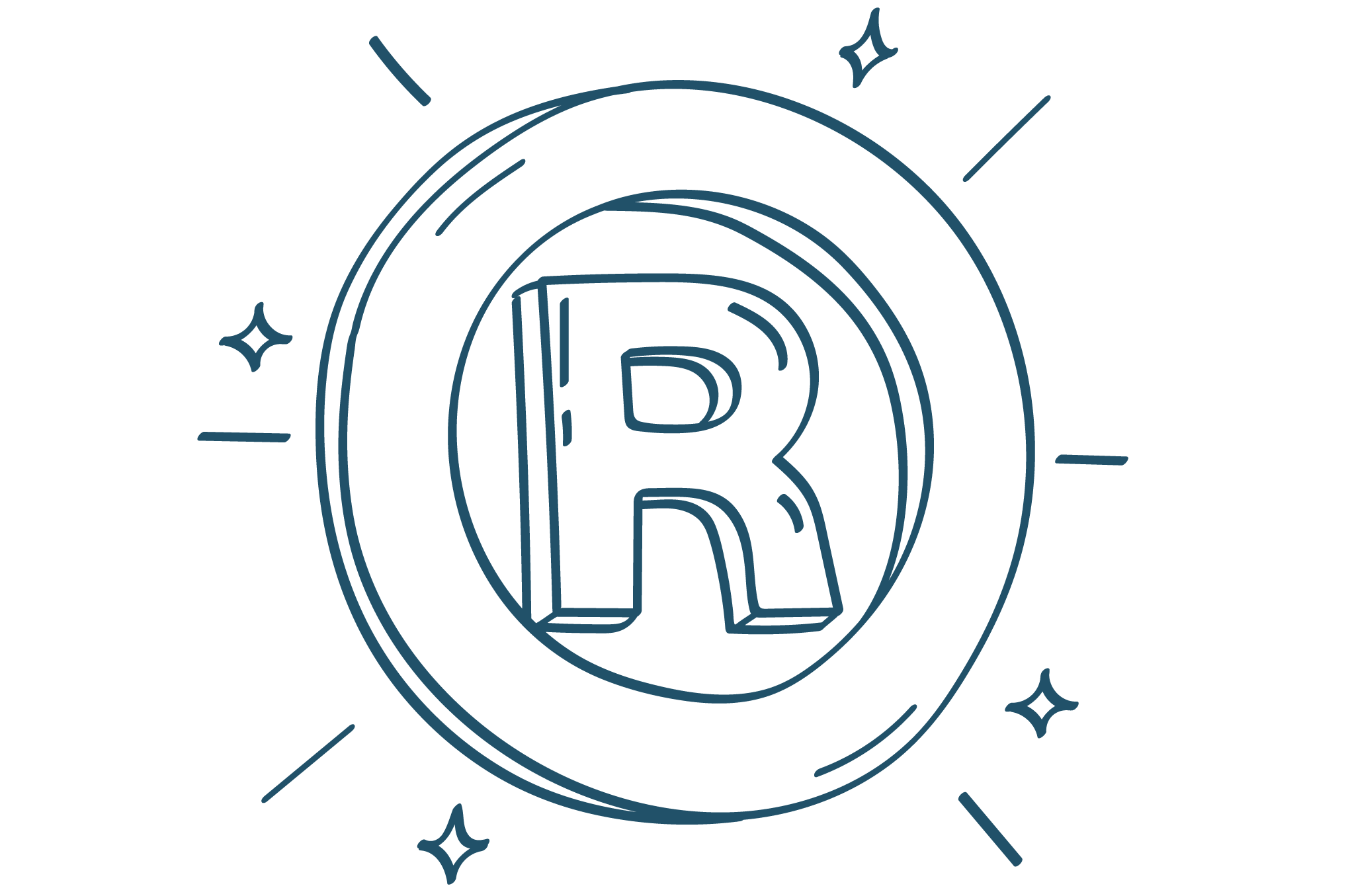 R in a circle