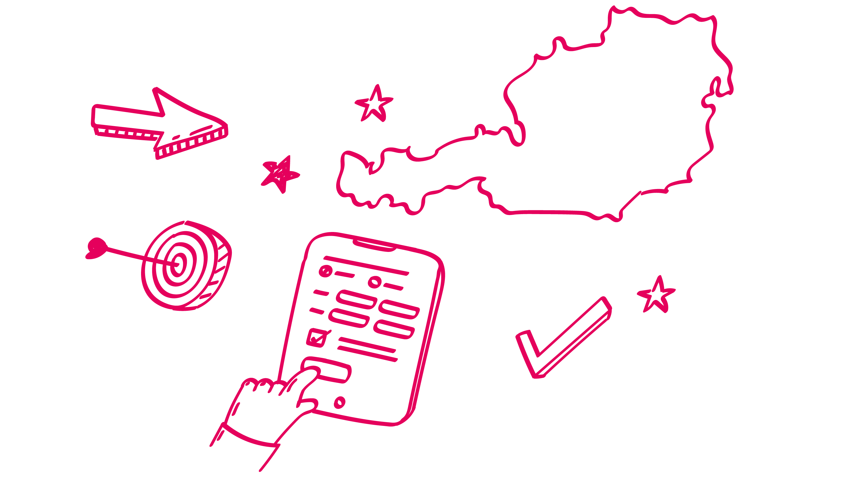 Tablet mit Formular und Österreich-Karte