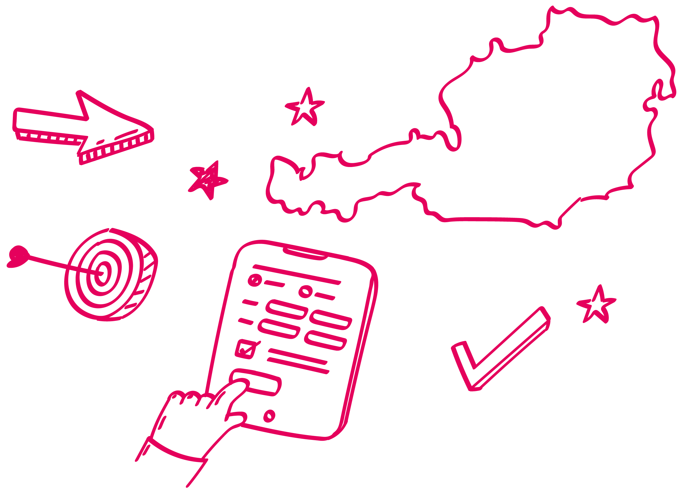 Tablet mit Formular und Österreich-Karte