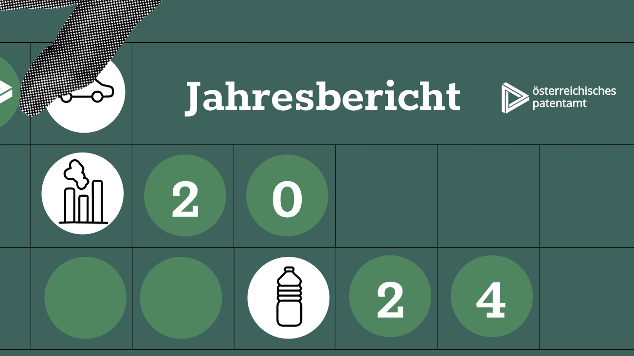 Cover des Patentamt-Jahresberichts 2024 mit kreisrunden Flächen, die an das Spiel "Reversi" erinnern