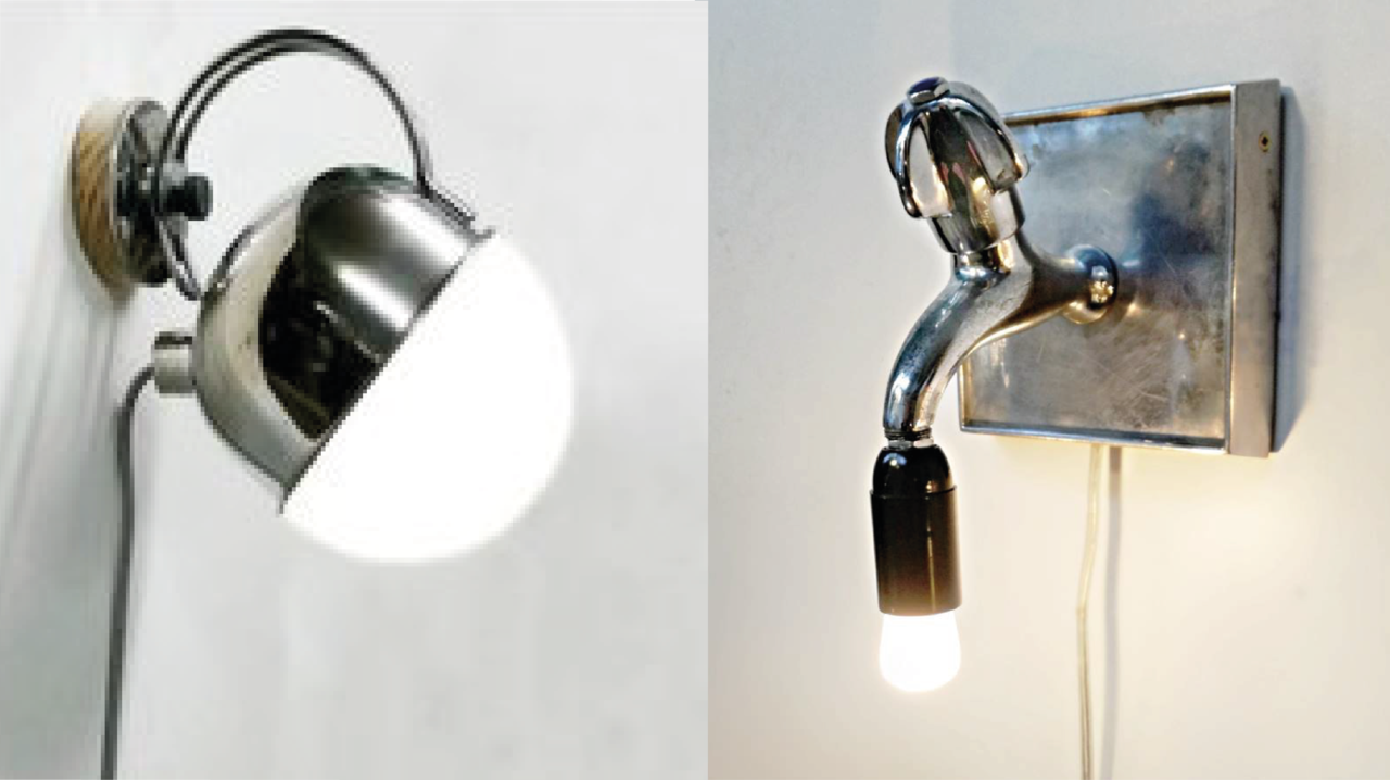 Lampen aus einem recyceltem Wasserhahn und einer Teekanne