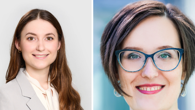 Zwei Frauen. Links Sophie Bergmann von REDL Life Science Patents und Rechts Ingrid Worch von der Plansee Group.