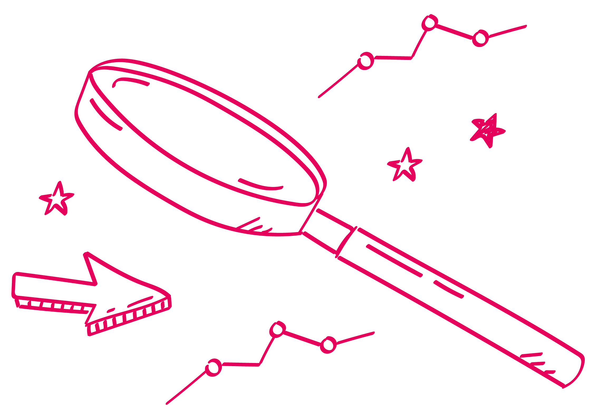 Magnifying glass with an arrow and statistical lines