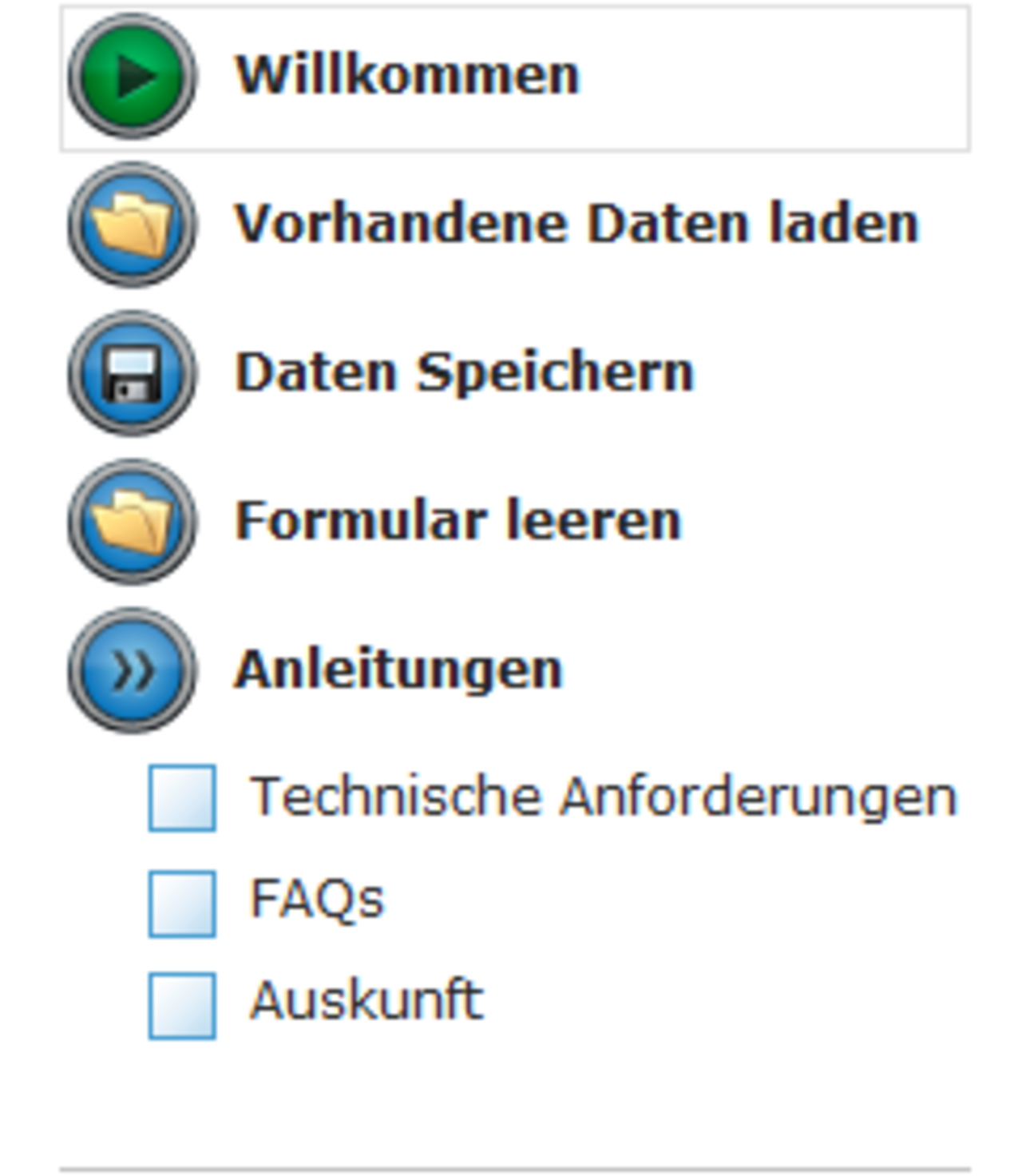 Screenshot zeigt Formularfunktionen im online Anmeldeformular Marke