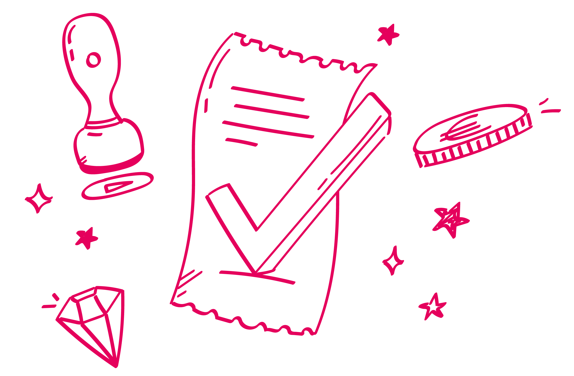 Papier mit Haken und Stempel