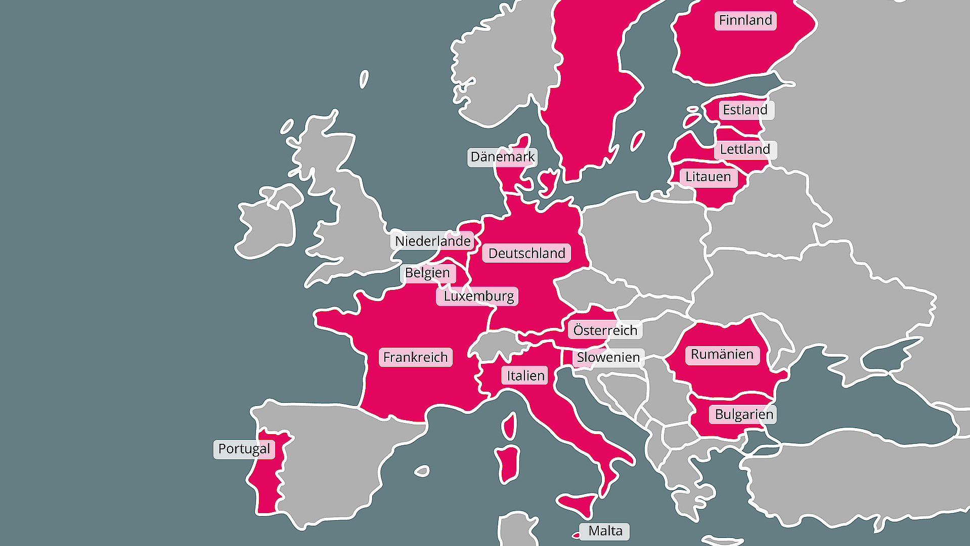 Europakarte, bei der die 18 Länder eingezeichnet sind, in denen seit 2023 das Einheitspatent gilt