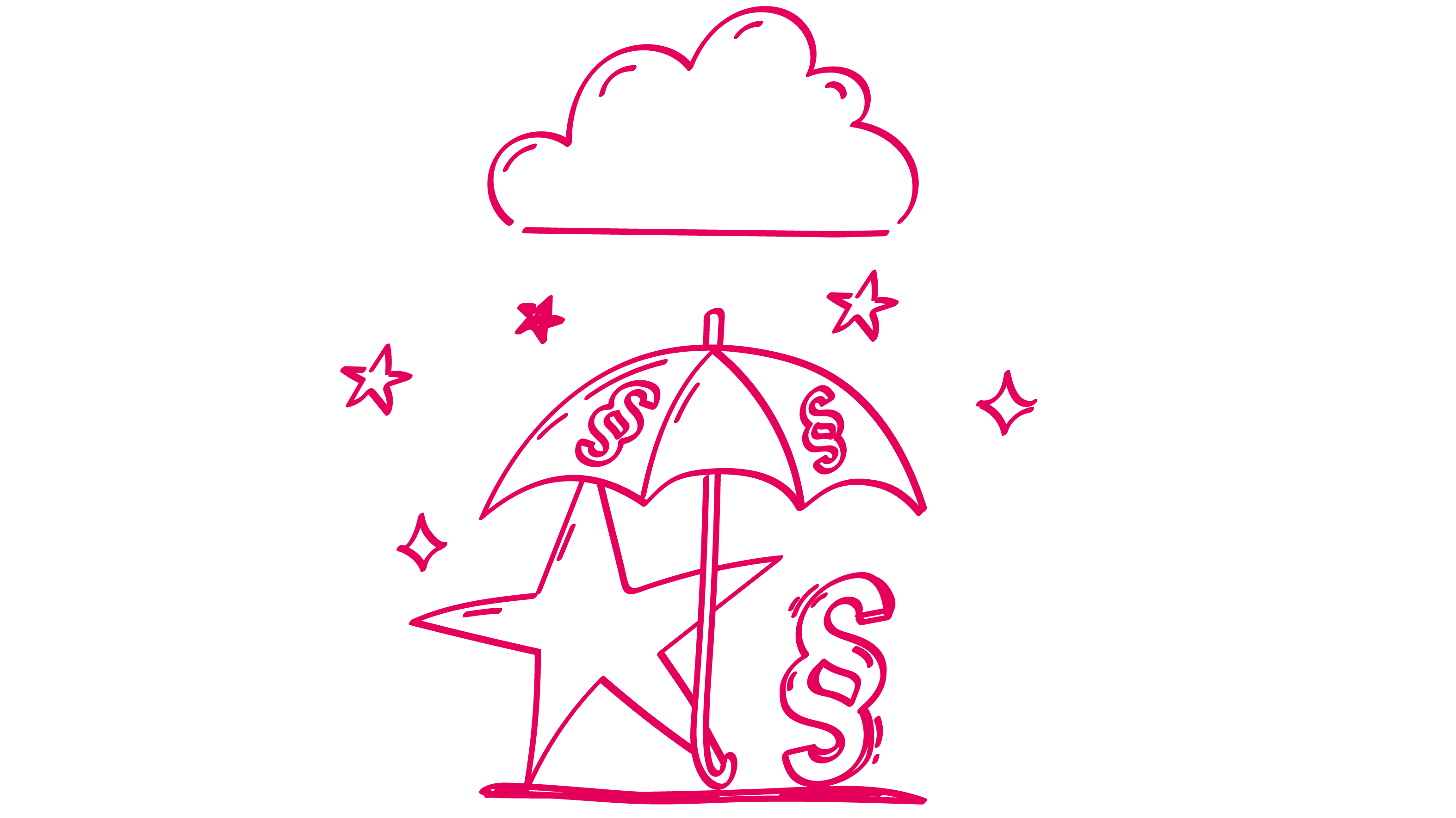 Ein Stern und ein Paragraph unter einem Regenschirm