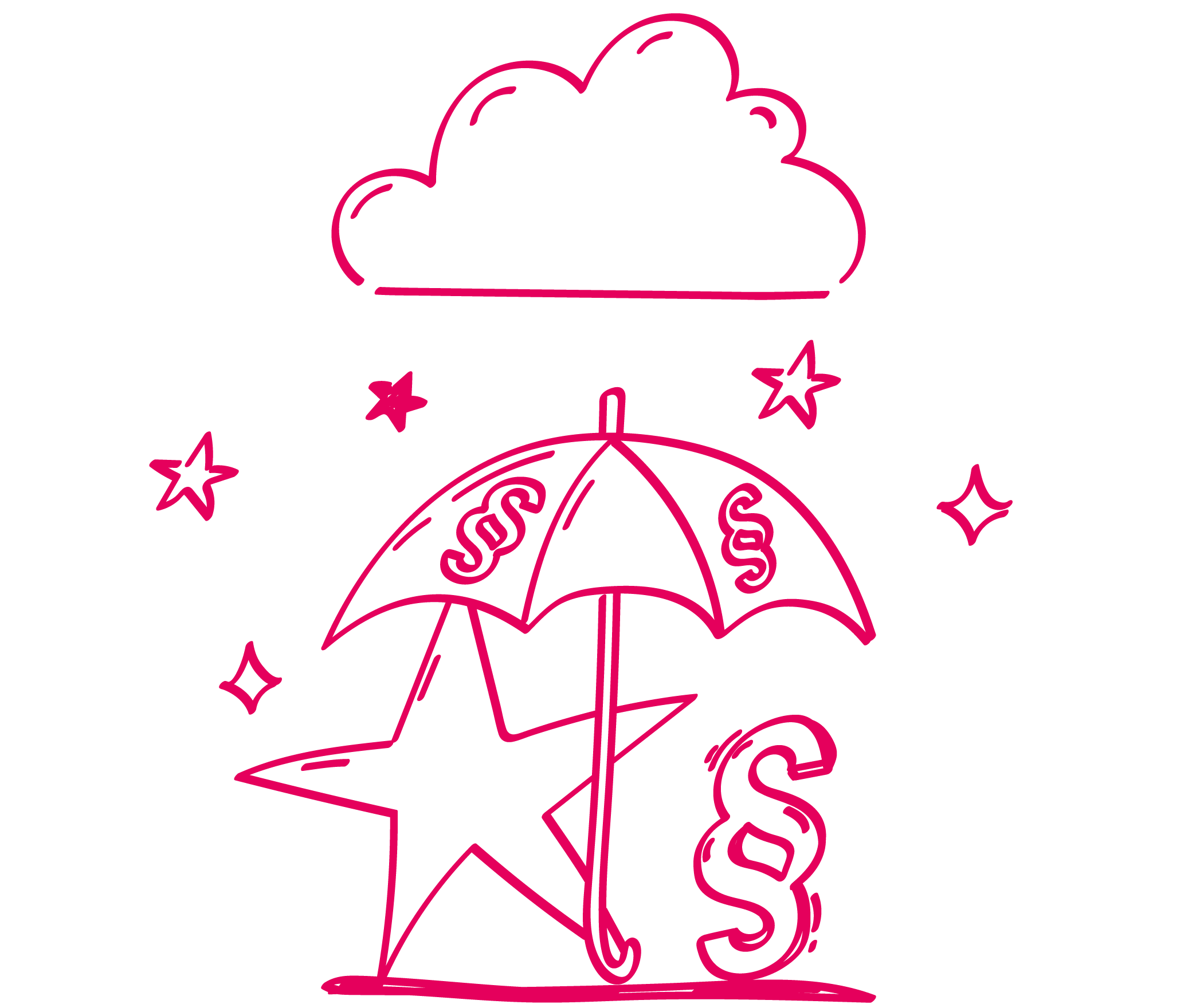  A star and a paragraph under an umbrella