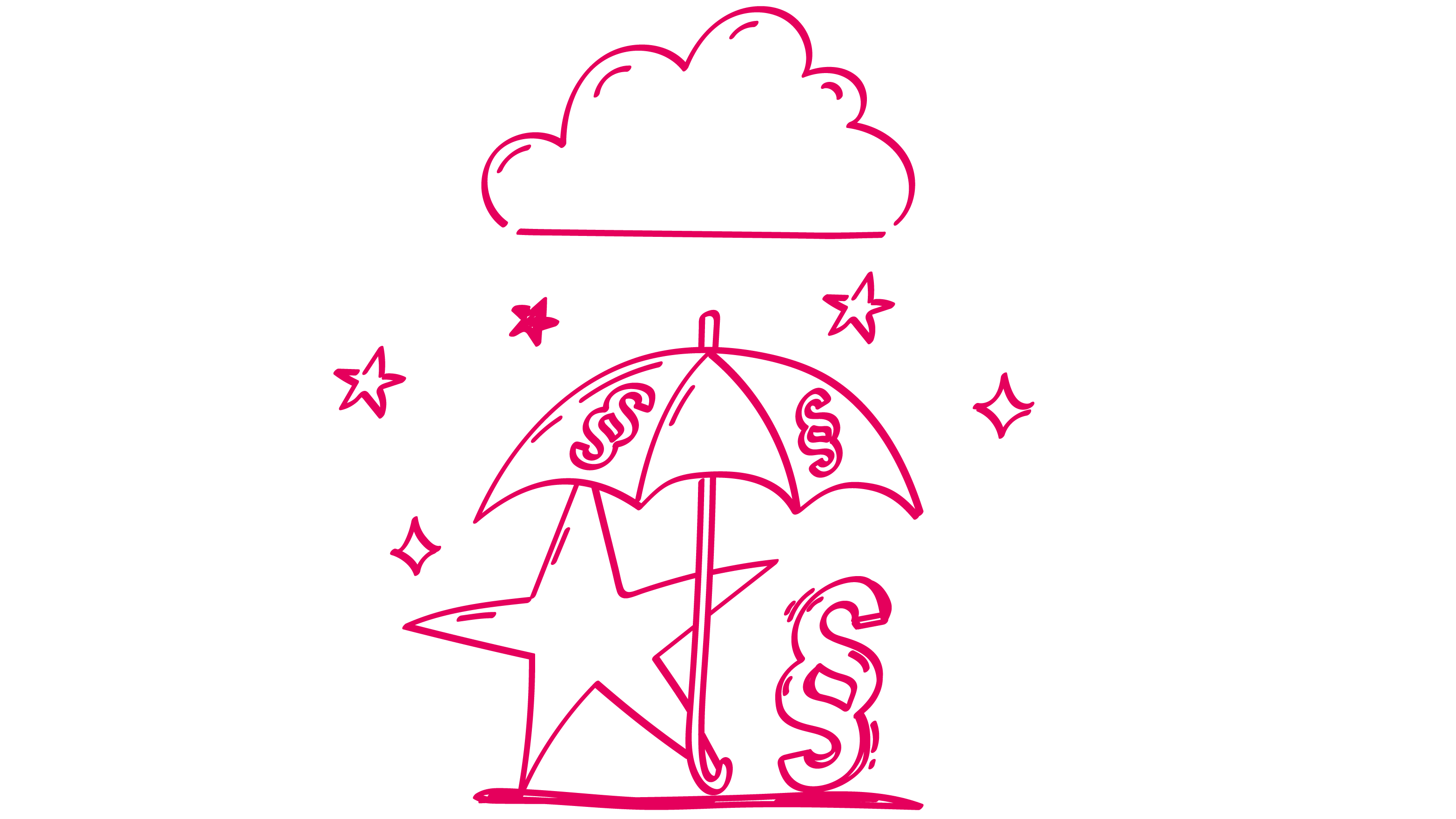 Ein Stern und ein Paragraph unter einem Regenschirm