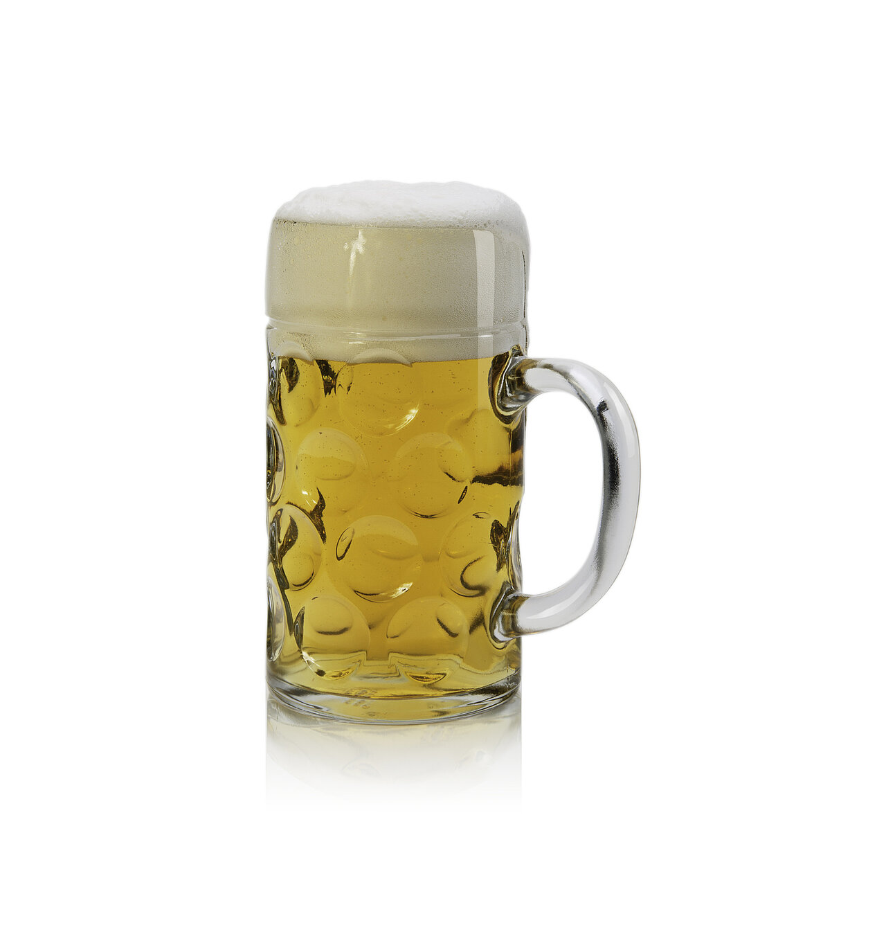 Ein mit Bier gefüllter Bierkrug.