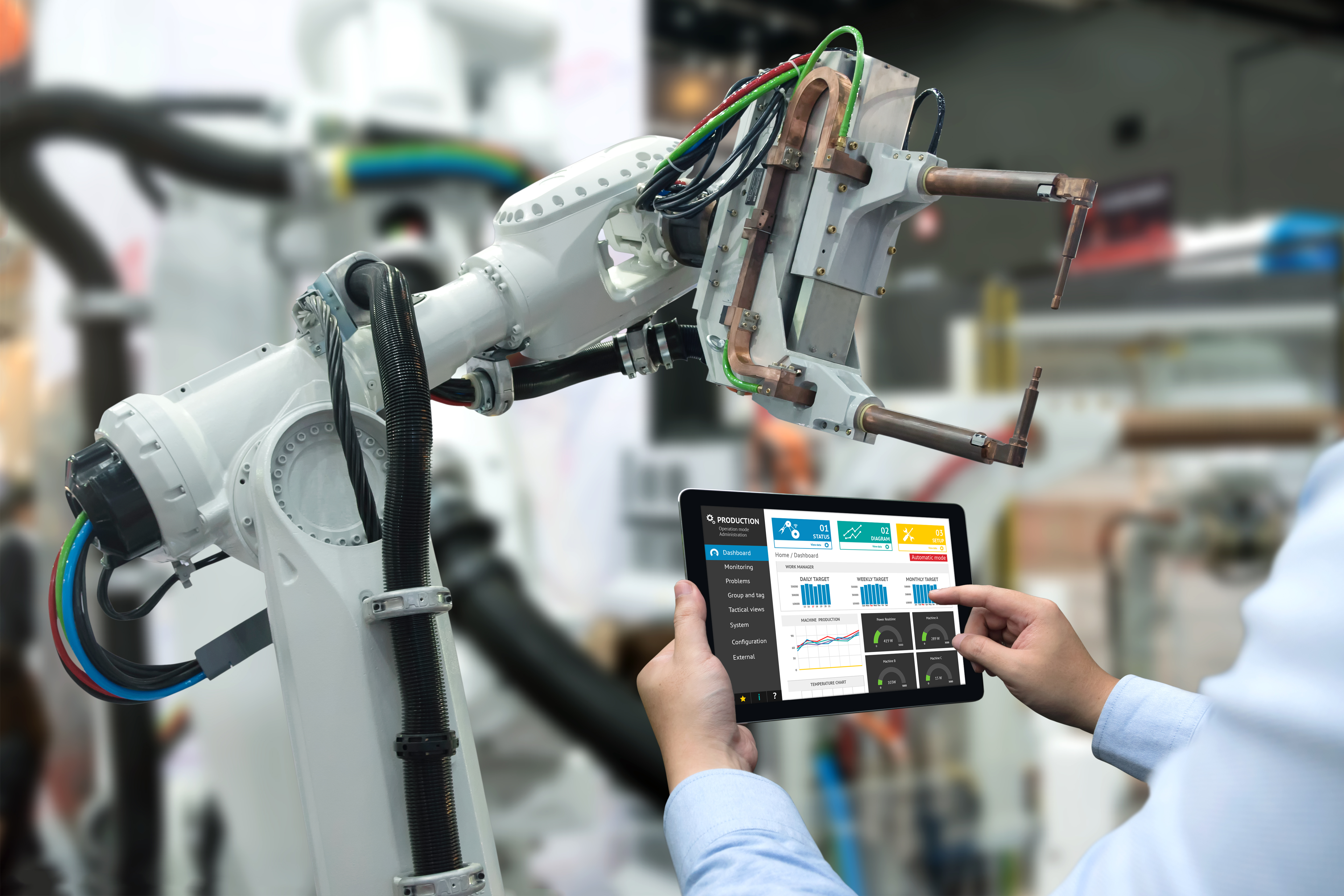 Industrie 4.0 - Roboterarm durch Tablet gesteuert